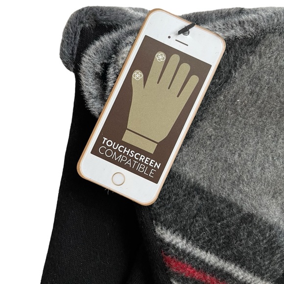 NWT Woman’s Gloves, Black/Plaid, Fleece Lining, Touchscreen Thumb & Index Finger - Picture 2 of 7